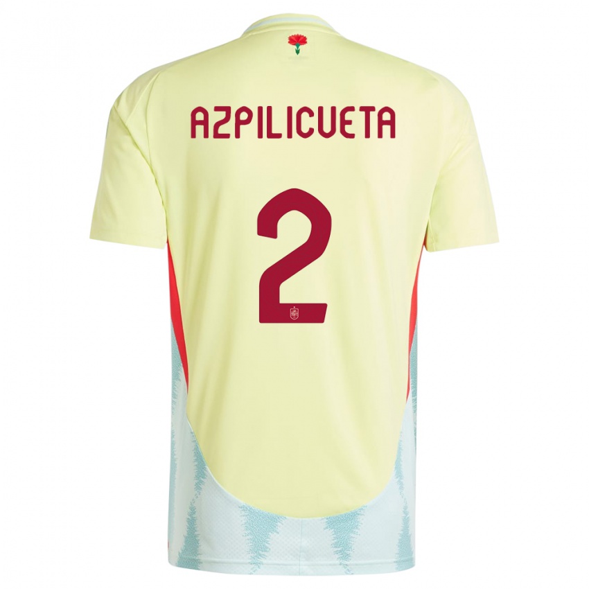 Børn Spanien Cesar Azpilicueta #2 Gul Udebane Spillertrøjer 24-26 Trøje T-Shirt