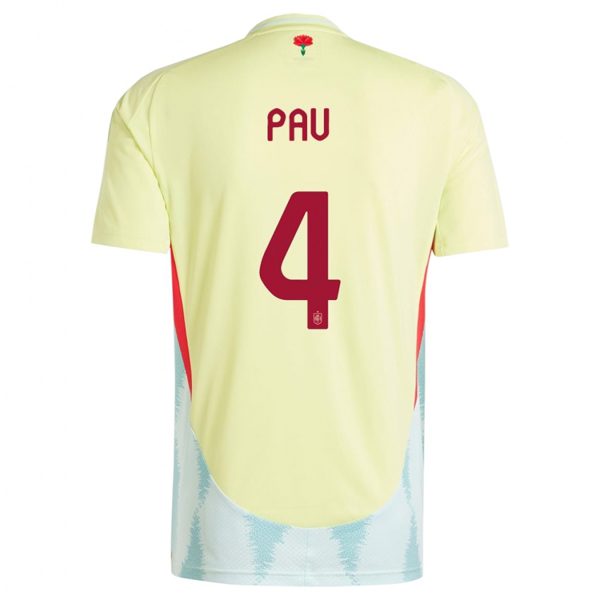 Børn Spanien Pau Torres #4 Gul Udebane Spillertrøjer 24-26 Trøje T-Shirt