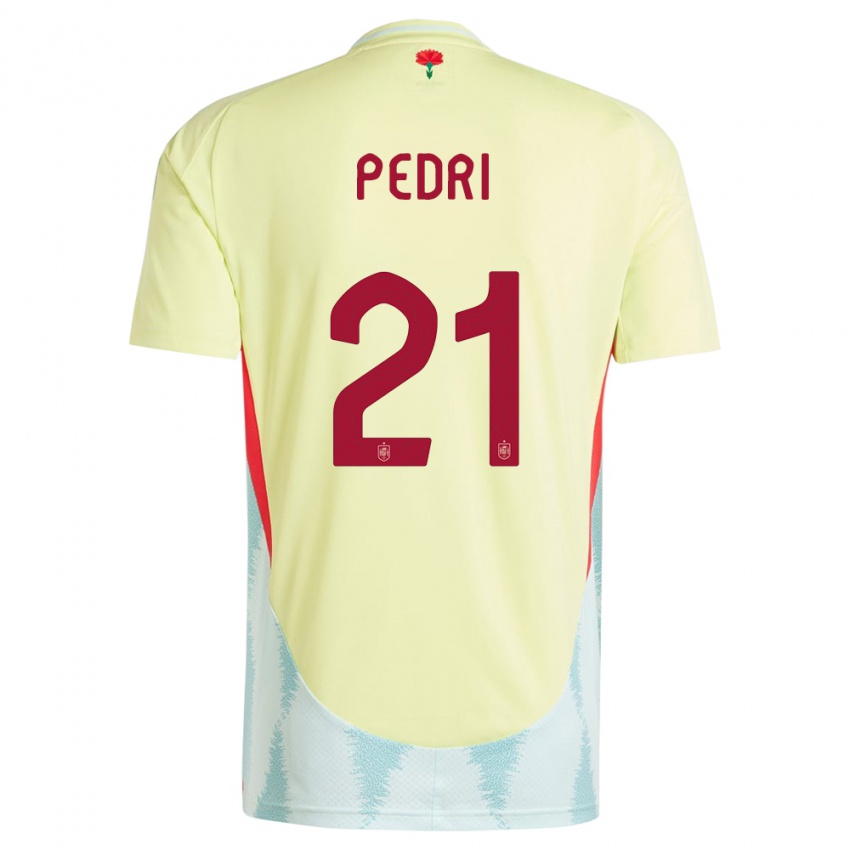 Børn Spanien Pedri #21 Gul Udebane Spillertrøjer 24-26 Trøje T-Shirt