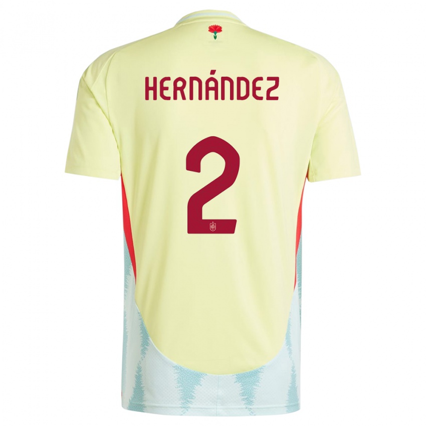 Børn Spanien Oihane Hernandez #2 Gul Udebane Spillertrøjer 24-26 Trøje T-Shirt