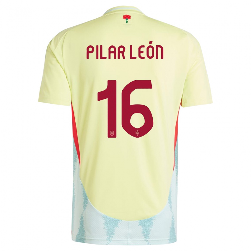 Børn Spanien Maria Pilar Leon #16 Gul Udebane Spillertrøjer 24-26 Trøje T-Shirt
