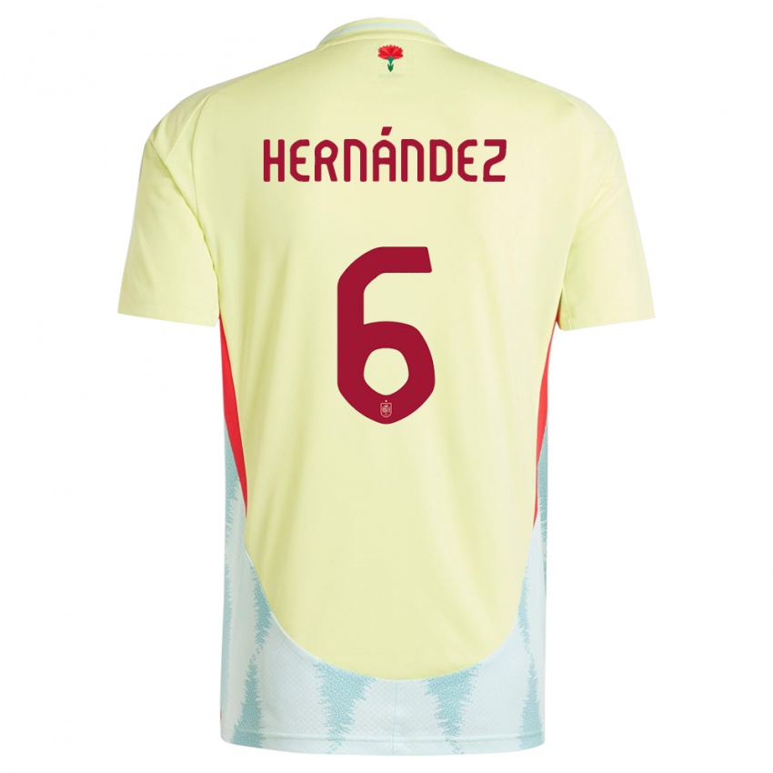 Børn Spanien Gerard Hernandez #6 Gul Udebane Spillertrøjer 24-26 Trøje T-Shirt