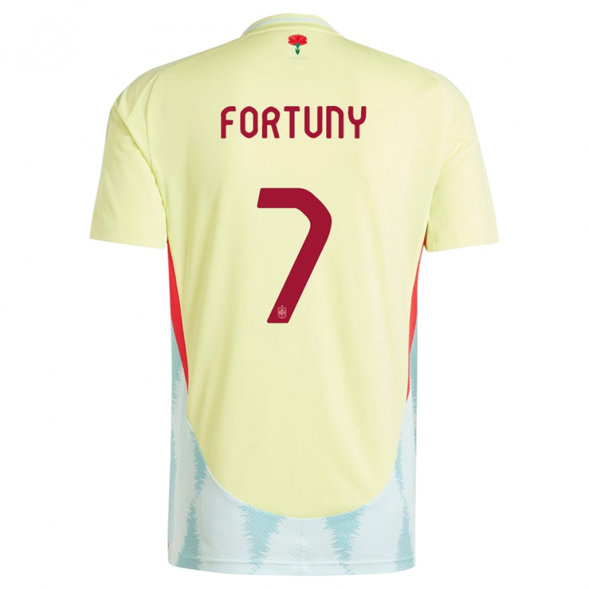Børn Spanien Pol Fortuny #7 Gul Udebane Spillertrøjer 24-26 Trøje T-Shirt