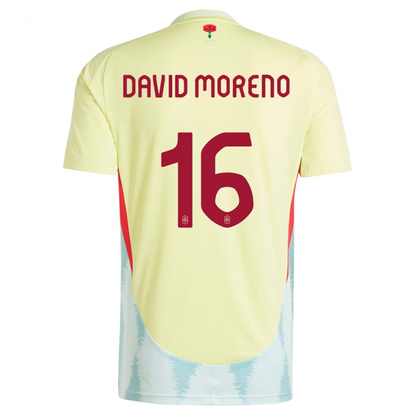 Børn Spanien Antonio David Moreno #16 Gul Udebane Spillertrøjer 24-26 Trøje T-Shirt