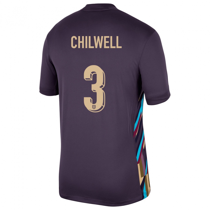 Børn England Ben Chilwell #3 Mørk Rosin Udebane Spillertrøjer 24-26 Trøje T-Shirt