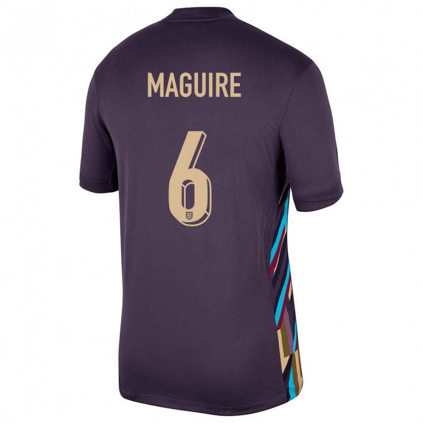 Børn England Harry Maguire #6 Mørk Rosin Udebane Spillertrøjer 24-26 Trøje T-Shirt