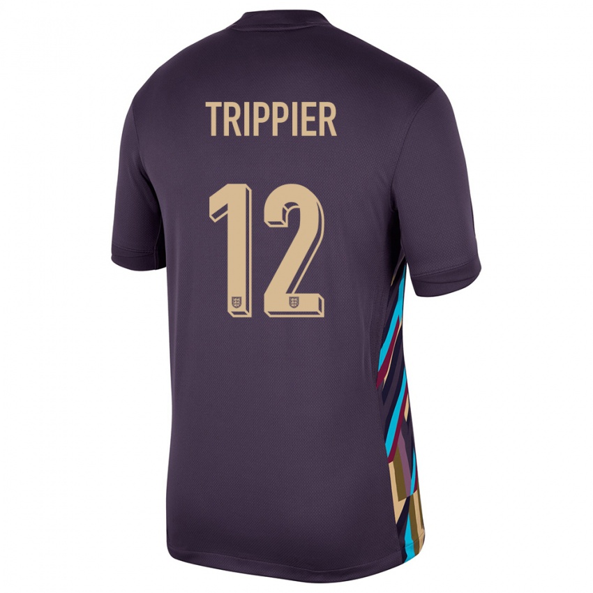 Børn England Kieran Trippier #12 Mørk Rosin Udebane Spillertrøjer 24-26 Trøje T-Shirt