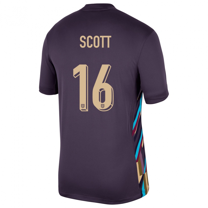 Børn England Jill Scott #16 Mørk Rosin Udebane Spillertrøjer 24-26 Trøje T-Shirt