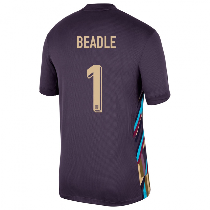 Børn England James Beadle #1 Mørk Rosin Udebane Spillertrøjer 24-26 Trøje T-Shirt