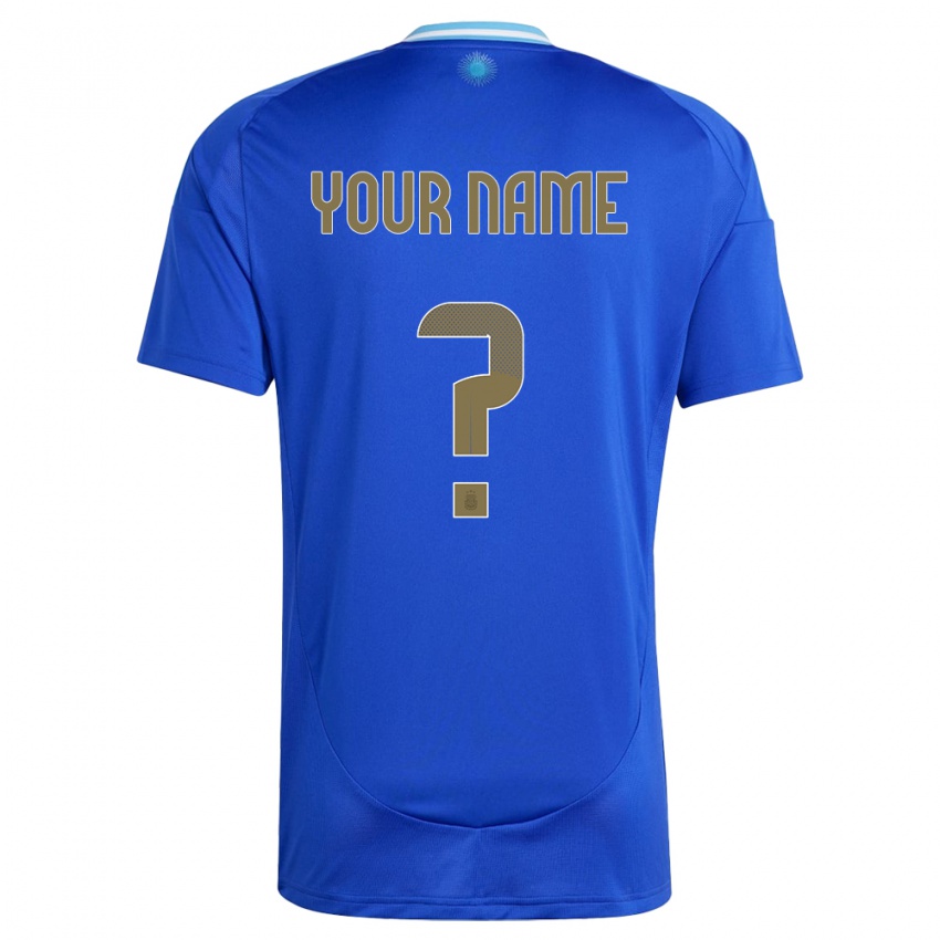 Børn Argentina Dit Navn #0 Blå Udebane Spillertrøjer 24-26 Trøje T-Shirt