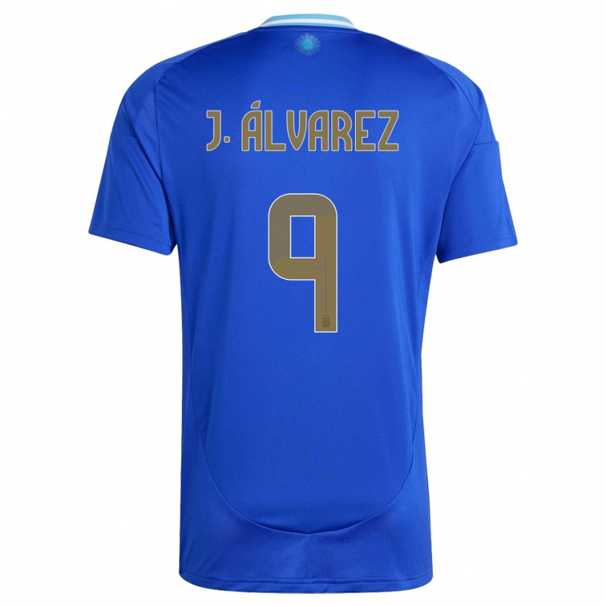 Børn Argentina Julian Alvarez #9 Blå Udebane Spillertrøjer 24-26 Trøje T-Shirt