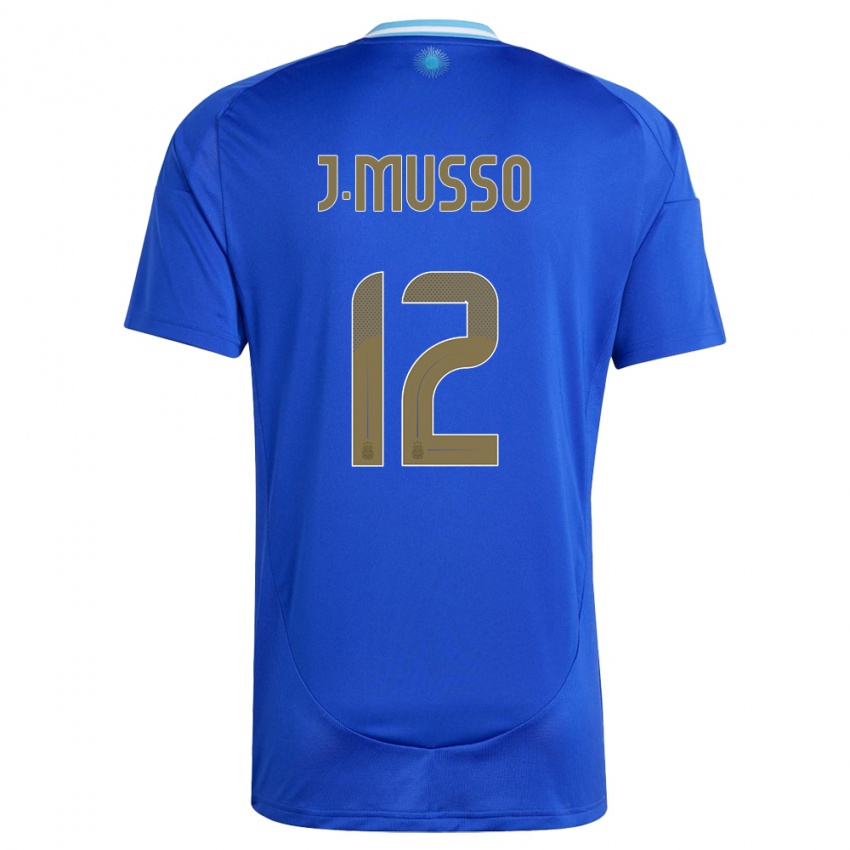 Børn Argentina Juan Musso #12 Blå Udebane Spillertrøjer 24-26 Trøje T-Shirt