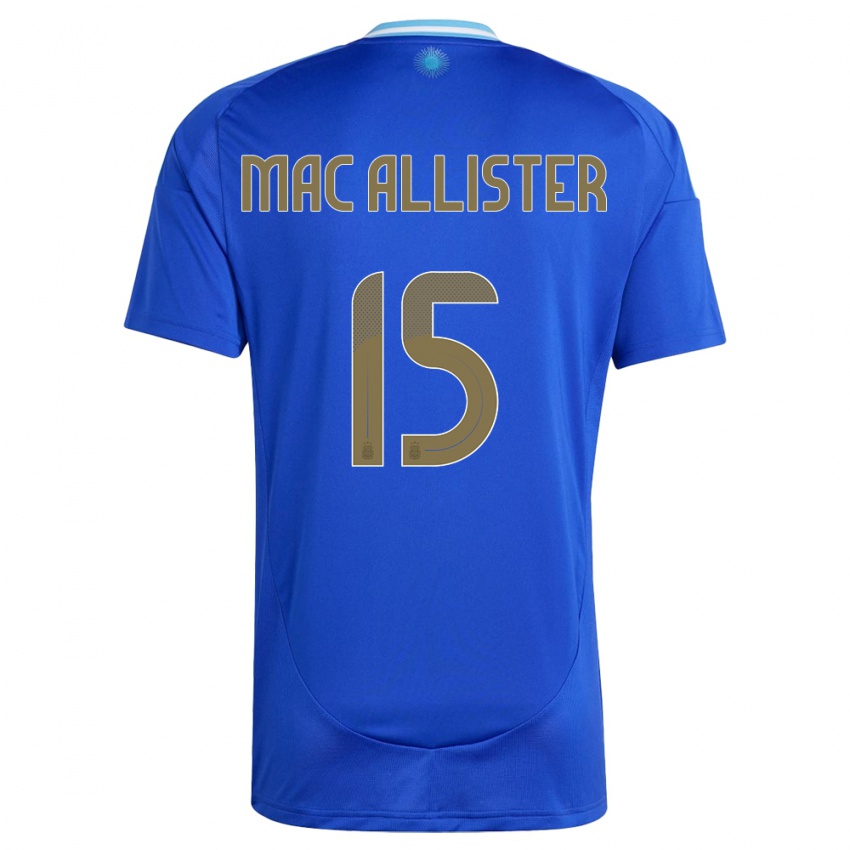 Børn Argentina Alexis Mac Allister #15 Blå Udebane Spillertrøjer 24-26 Trøje T-Shirt