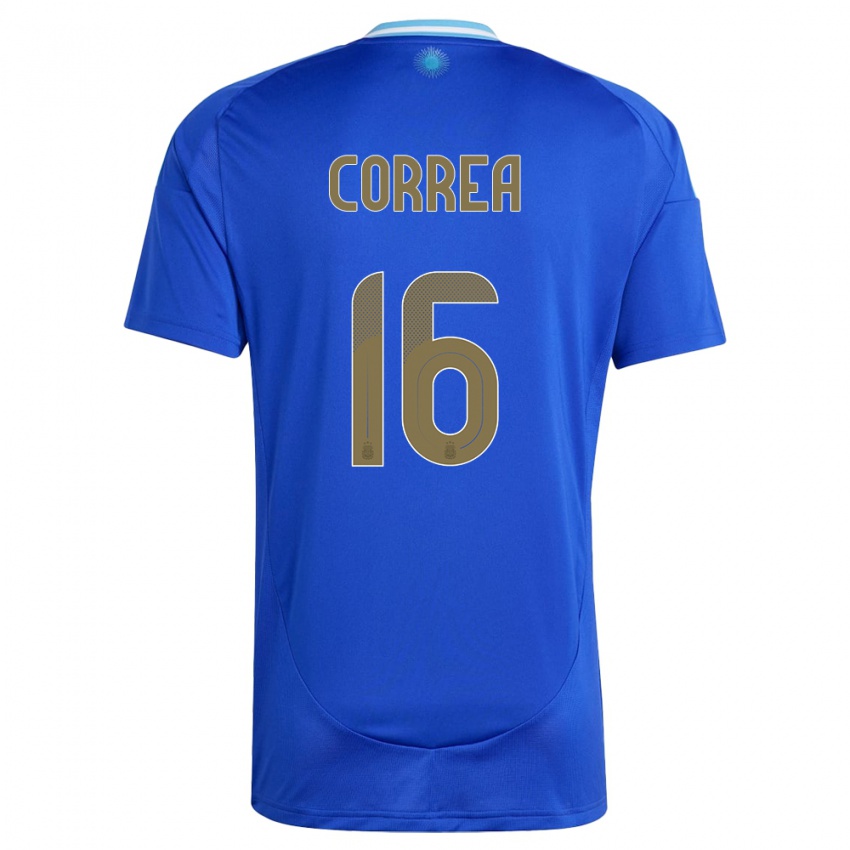 Børn Argentina Angel Correa #16 Blå Udebane Spillertrøjer 24-26 Trøje T-Shirt