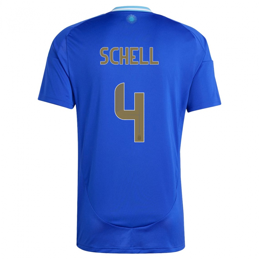 Børn Argentina Sofia Schell #4 Blå Udebane Spillertrøjer 24-26 Trøje T-Shirt