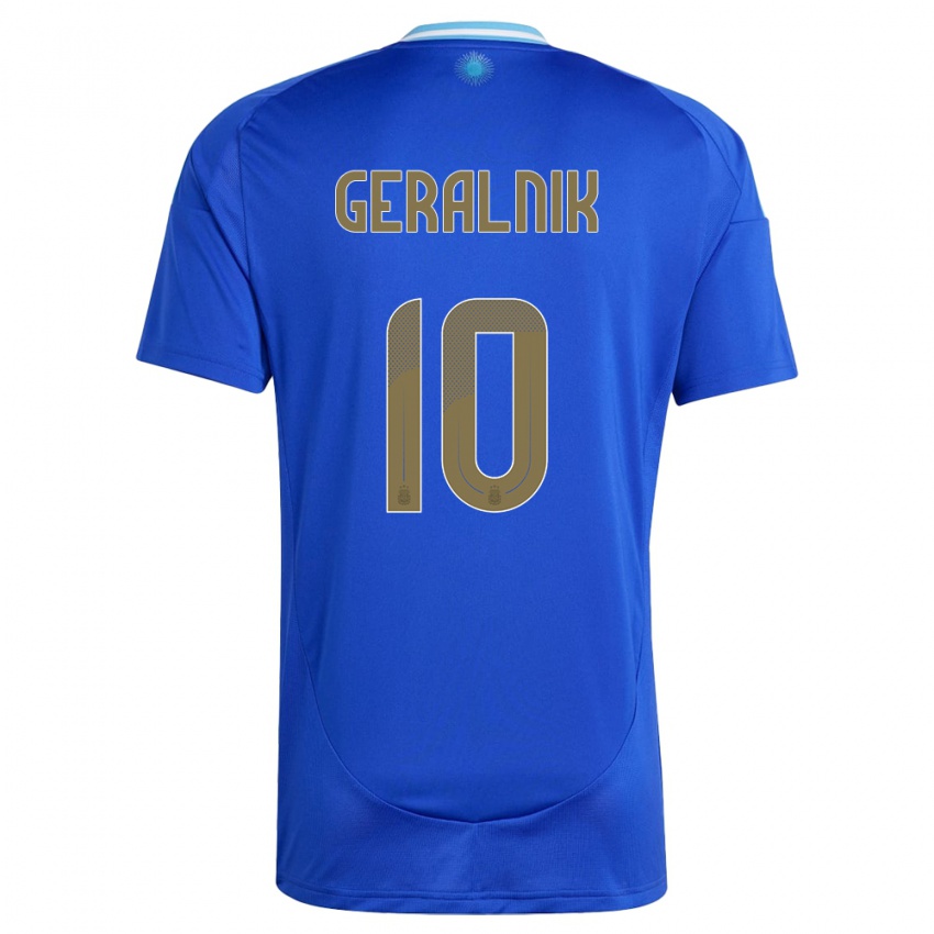 Børn Argentina Tiago Geralnik #10 Blå Udebane Spillertrøjer 24-26 Trøje T-Shirt