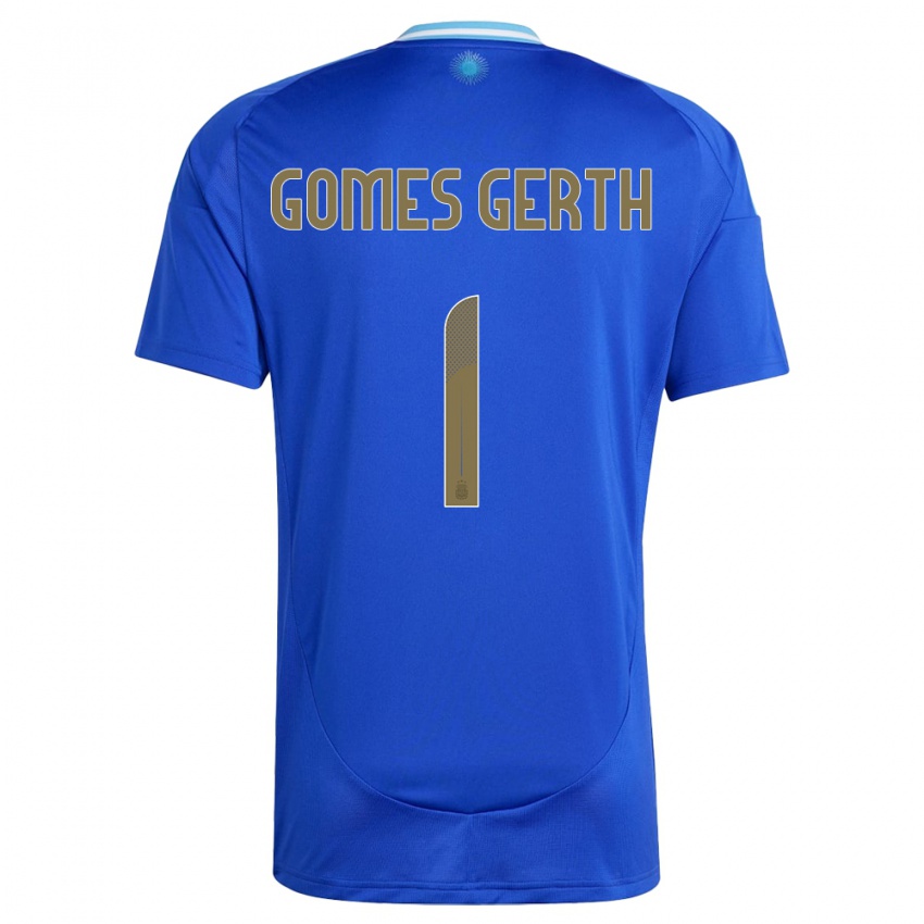 Børn Argentina Federico Gomes Gerth #1 Blå Udebane Spillertrøjer 24-26 Trøje T-Shirt
