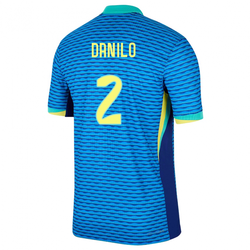 Børn Brasilien Danilo #2 Blå Udebane Spillertrøjer 24-26 Trøje T-Shirt