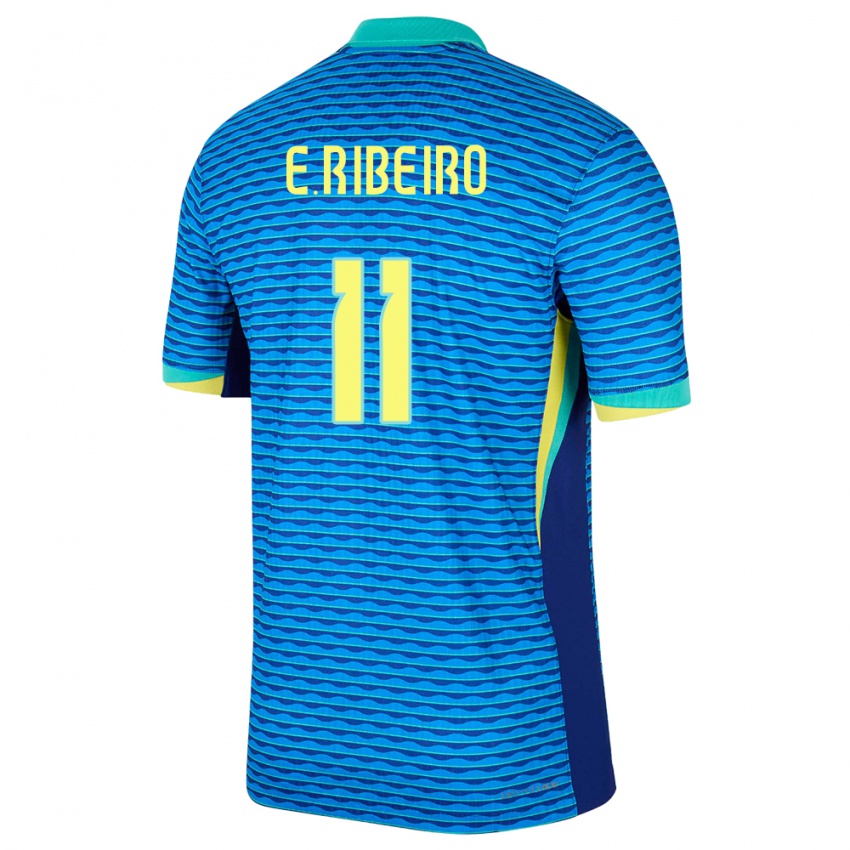 Børn Brasilien Everton Ribeiro #11 Blå Udebane Spillertrøjer 24-26 Trøje T-Shirt