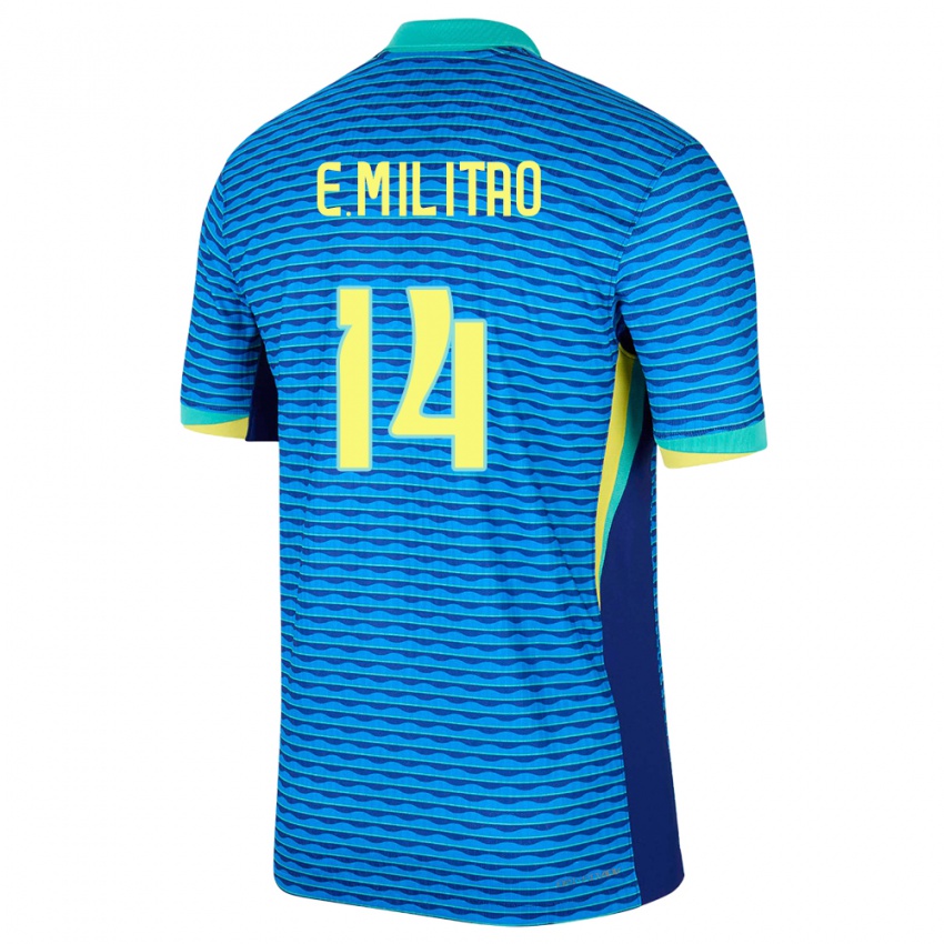 Børn Brasilien Eder Militao #14 Blå Udebane Spillertrøjer 24-26 Trøje T-Shirt