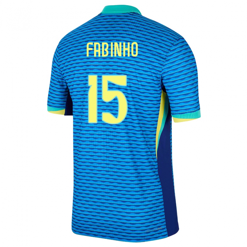 Børn Brasilien Fabinho #15 Blå Udebane Spillertrøjer 24-26 Trøje T-Shirt