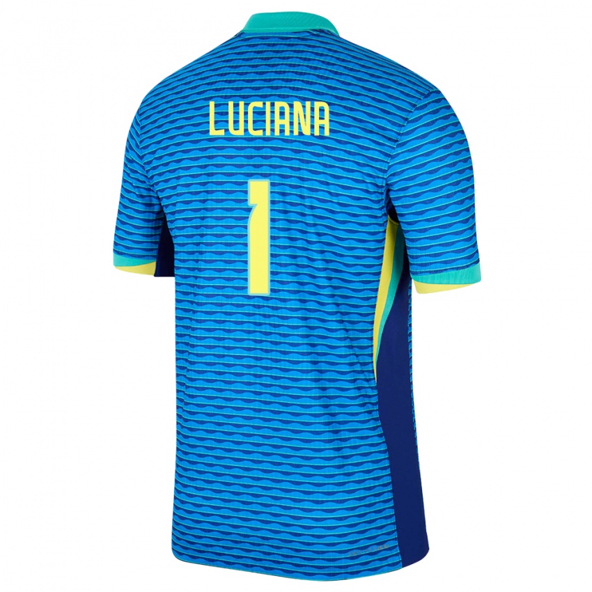 Børn Brasilien Luciana #1 Blå Udebane Spillertrøjer 24-26 Trøje T-Shirt