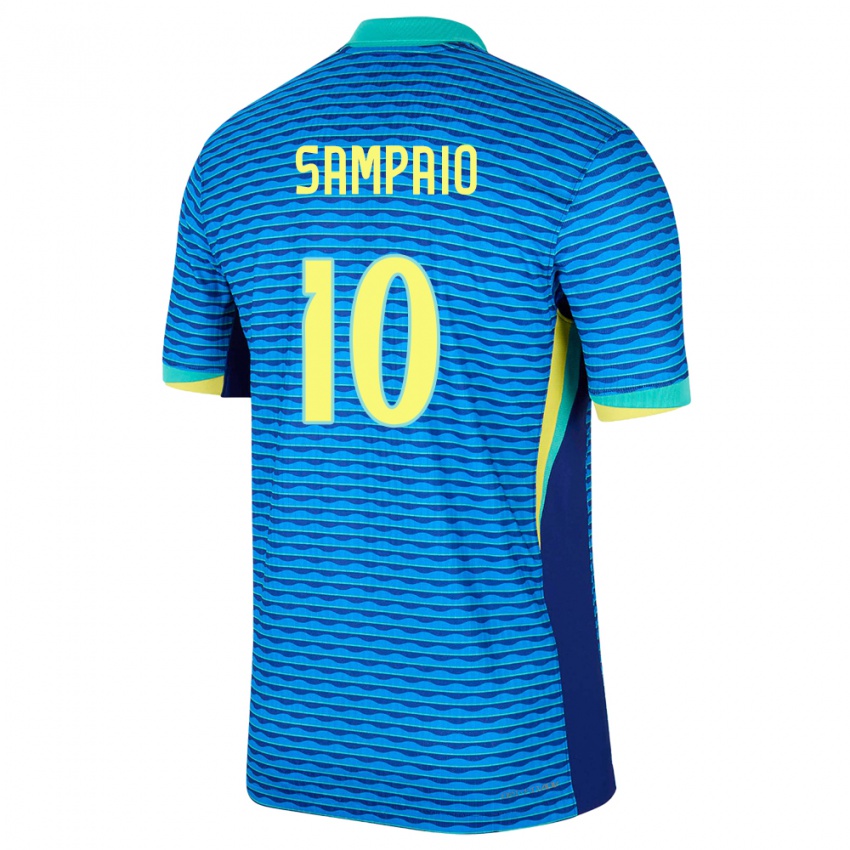Børn Brasilien Duda Sampaio #10 Blå Udebane Spillertrøjer 24-26 Trøje T-Shirt