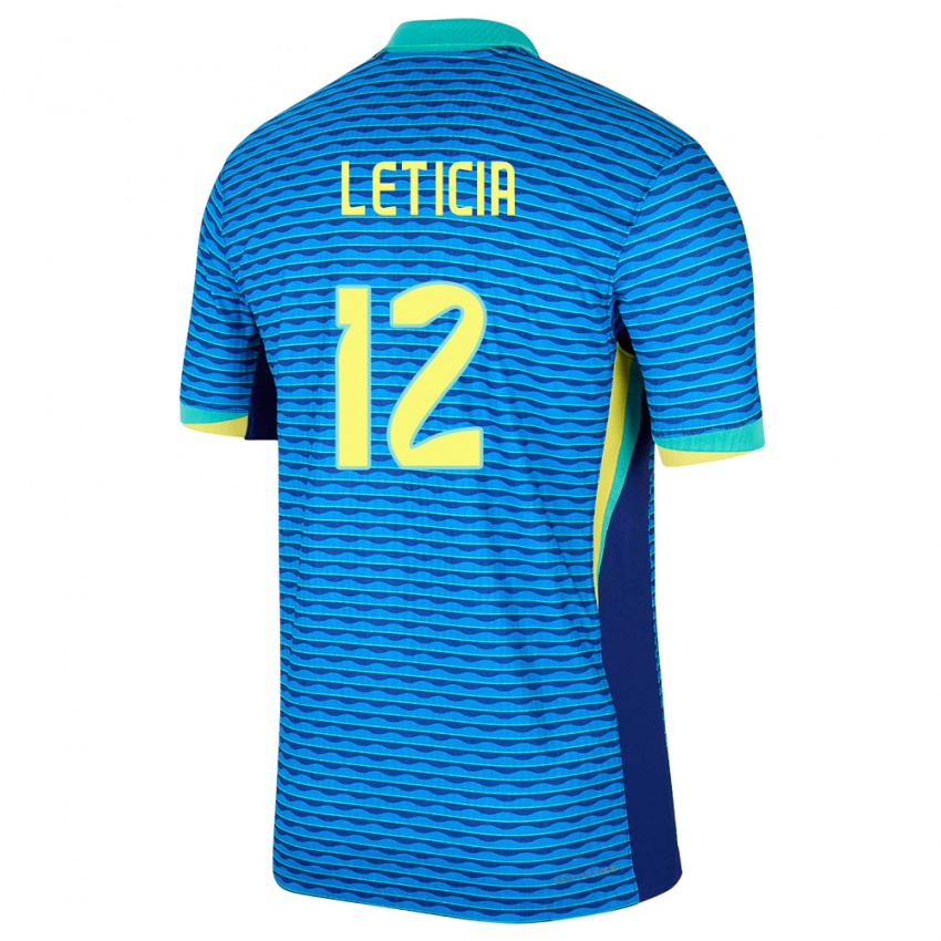 Børn Brasilien Leticia #12 Blå Udebane Spillertrøjer 24-26 Trøje T-Shirt