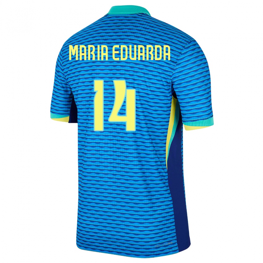 Børn Brasilien Maria Eduarda #14 Blå Udebane Spillertrøjer 24-26 Trøje T-Shirt