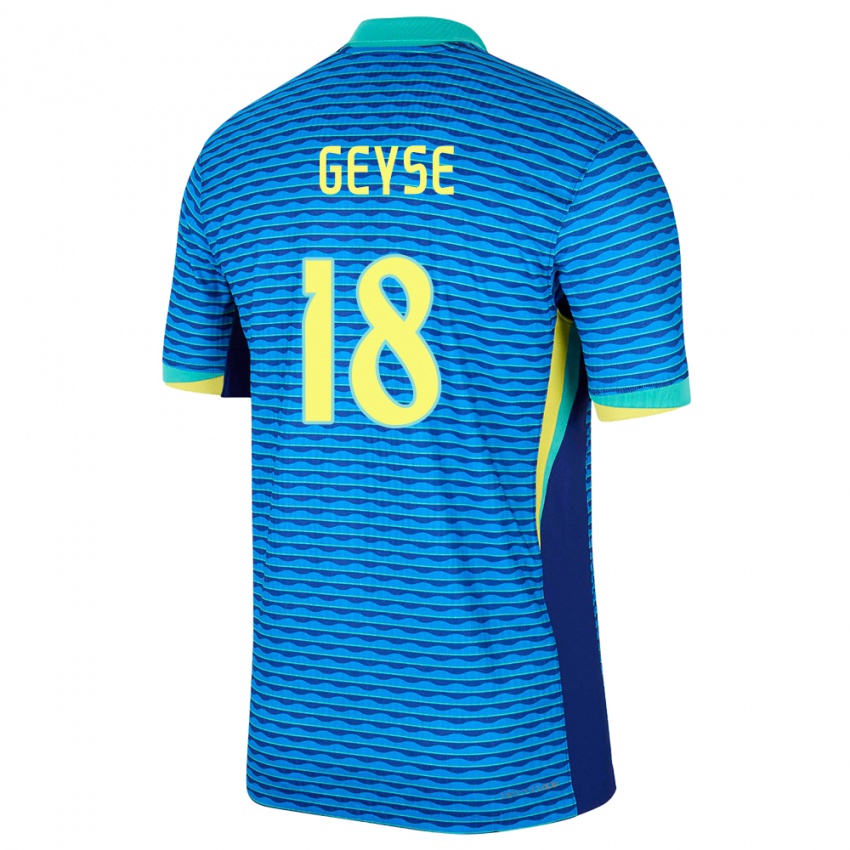 Børn Brasilien Geyse #18 Blå Udebane Spillertrøjer 24-26 Trøje T-Shirt