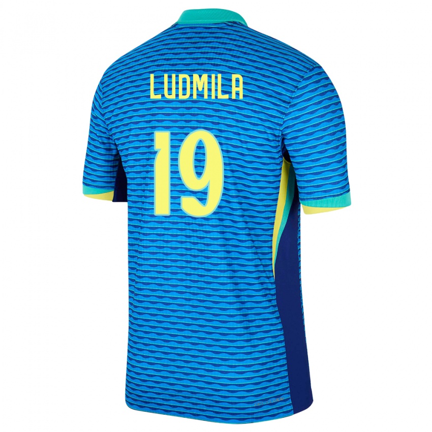 Børn Brasilien Ludmila #19 Blå Udebane Spillertrøjer 24-26 Trøje T-Shirt
