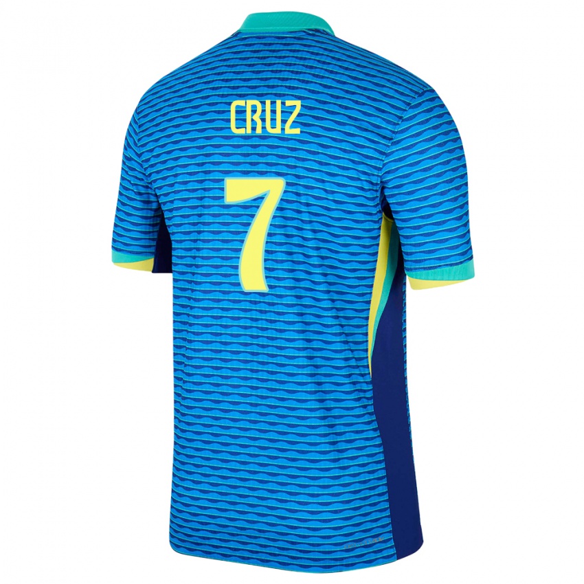 Børn Brasilien Joao Cruz #7 Blå Udebane Spillertrøjer 24-26 Trøje T-Shirt
