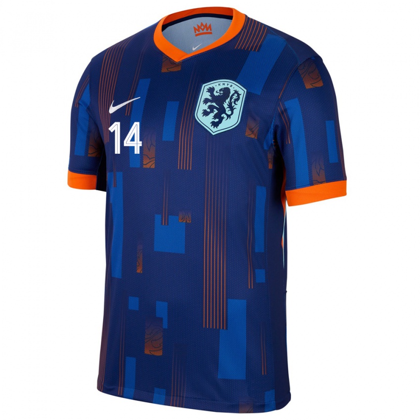 Børn Holland Philip Brittijn #14 Blå Udebane Spillertrøjer 24-26 Trøje T-Shirt