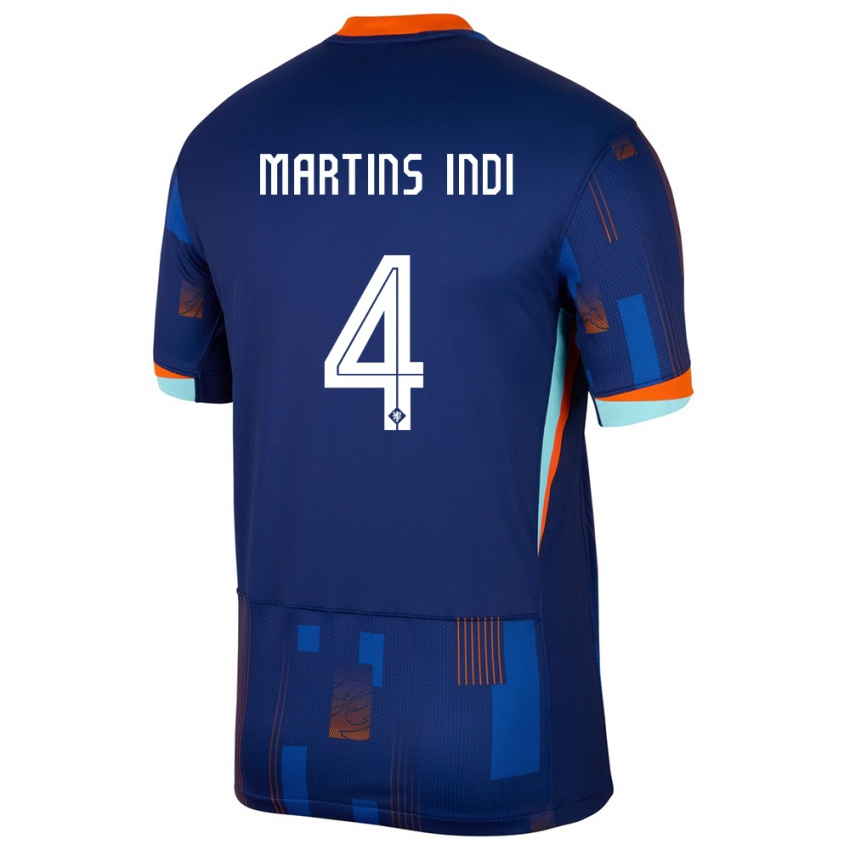 Børn Holland Bruno Martins Indi #4 Blå Udebane Spillertrøjer 24-26 Trøje T-Shirt