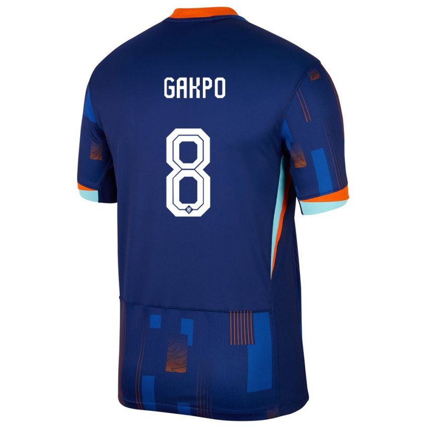 Børn Holland Cody Gakpo #8 Blå Udebane Spillertrøjer 24-26 Trøje T-Shirt