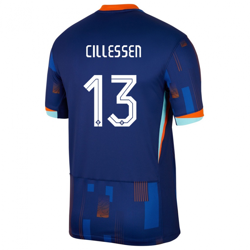 Børn Holland Jasper Cillessen #13 Blå Udebane Spillertrøjer 24-26 Trøje T-Shirt