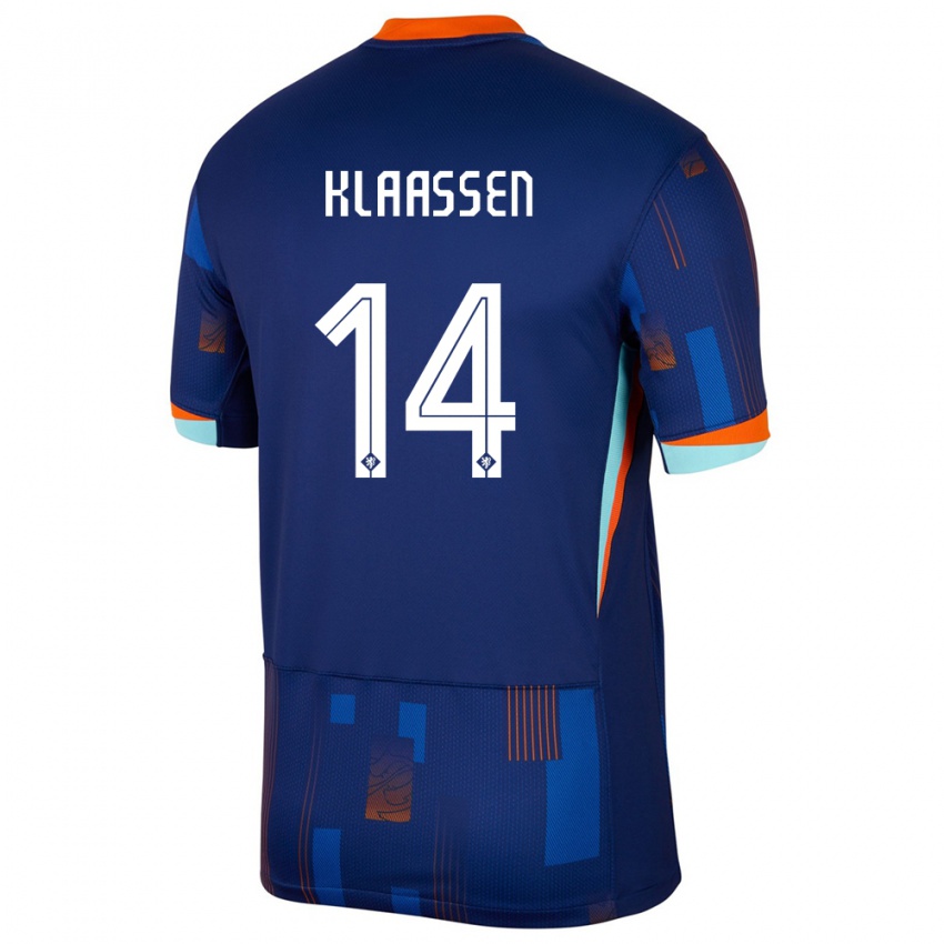 Børn Holland Davy Klaassen #14 Blå Udebane Spillertrøjer 24-26 Trøje T-Shirt