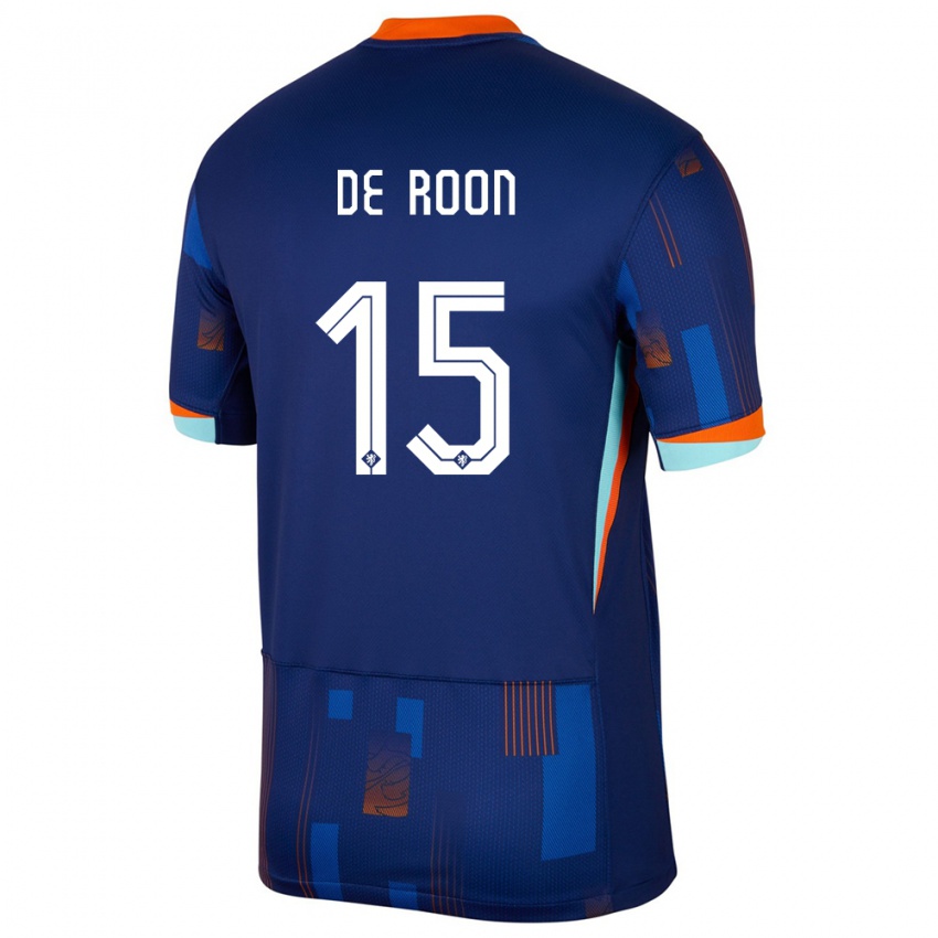 Børn Holland Marten De Roon #15 Blå Udebane Spillertrøjer 24-26 Trøje T-Shirt