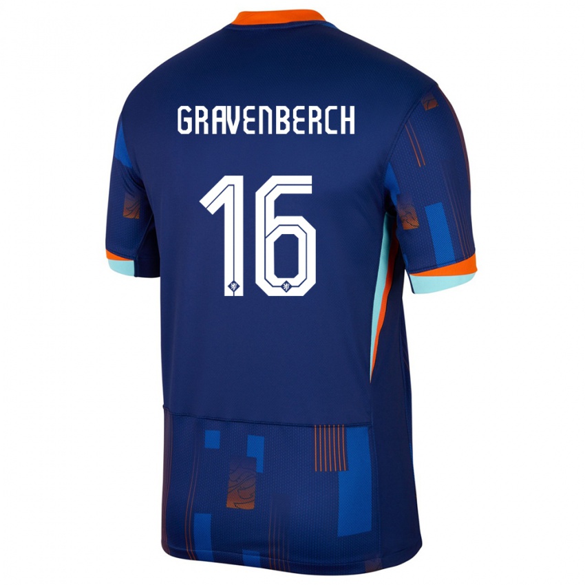 Børn Holland Ryan Gravenberch #16 Blå Udebane Spillertrøjer 24-26 Trøje T-Shirt