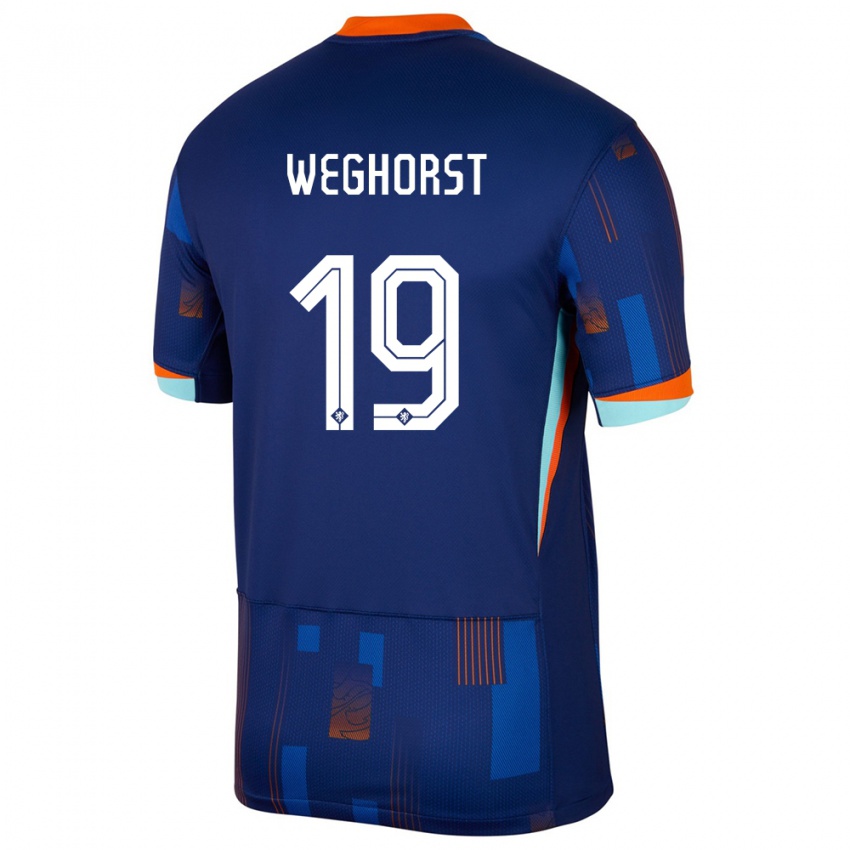 Børn Holland Wout Weghorst #19 Blå Udebane Spillertrøjer 24-26 Trøje T-Shirt