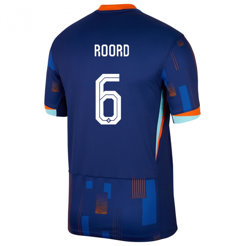 Børn Holland Jill Roord #6 Blå Udebane Spillertrøjer 24-26 Trøje T-Shirt