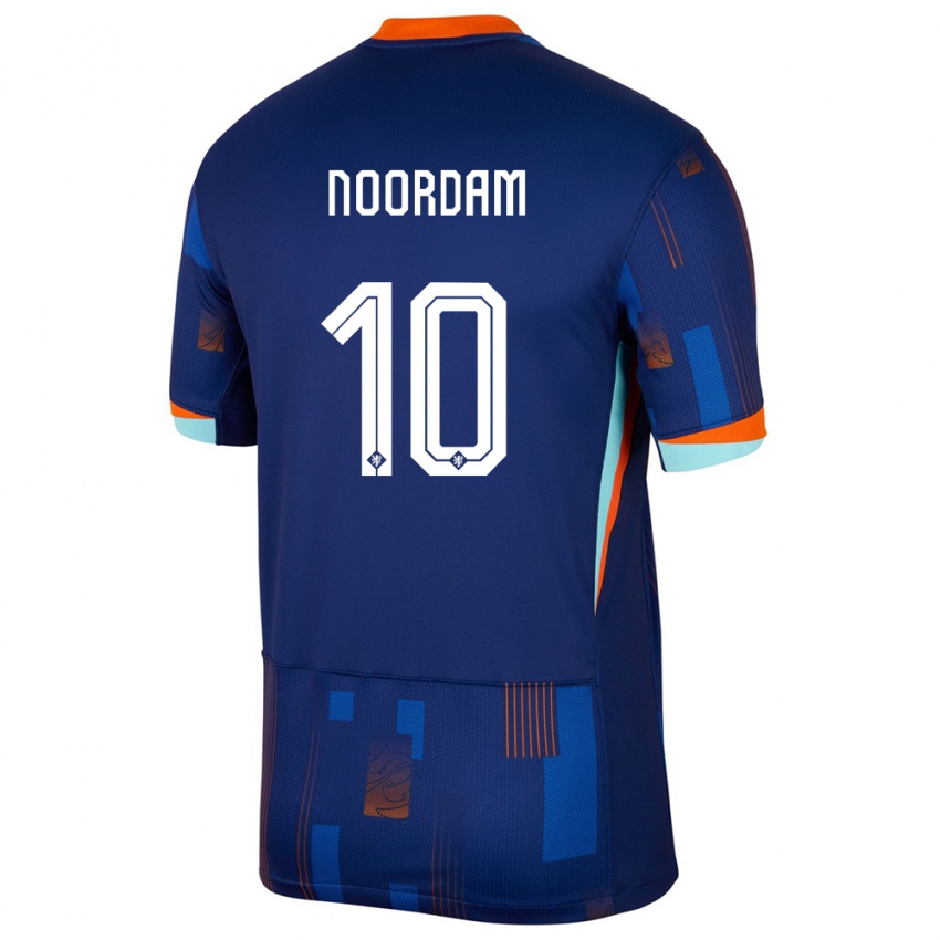 Børn Holland Nadine Noordam #10 Blå Udebane Spillertrøjer 24-26 Trøje T-Shirt