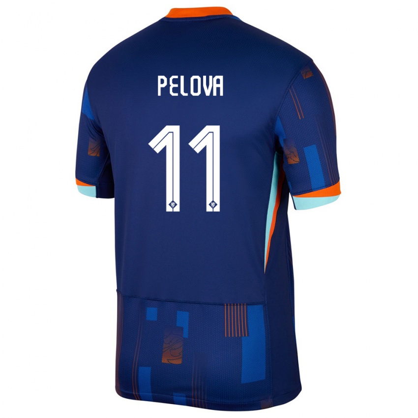 Børn Holland Victoria Pelova #11 Blå Udebane Spillertrøjer 24-26 Trøje T-Shirt