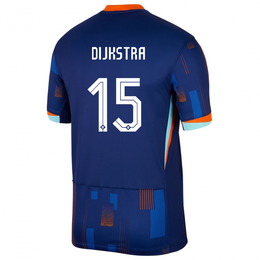 Børn Holland Caitlin Dijkstra #15 Blå Udebane Spillertrøjer 24-26 Trøje T-Shirt