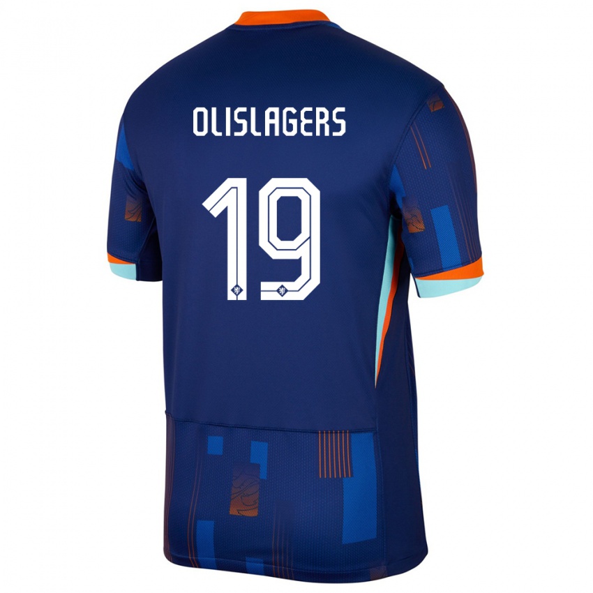 Børn Holland Marisa Olislagers #19 Blå Udebane Spillertrøjer 24-26 Trøje T-Shirt