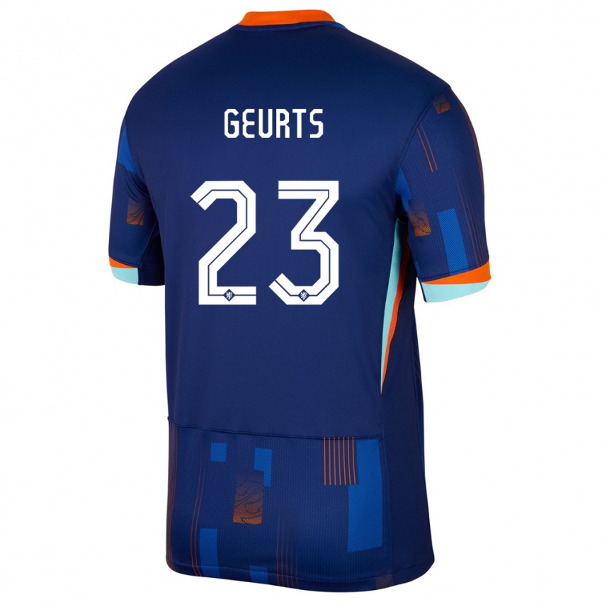 Børn Holland Loes Geurts #23 Blå Udebane Spillertrøjer 24-26 Trøje T-Shirt