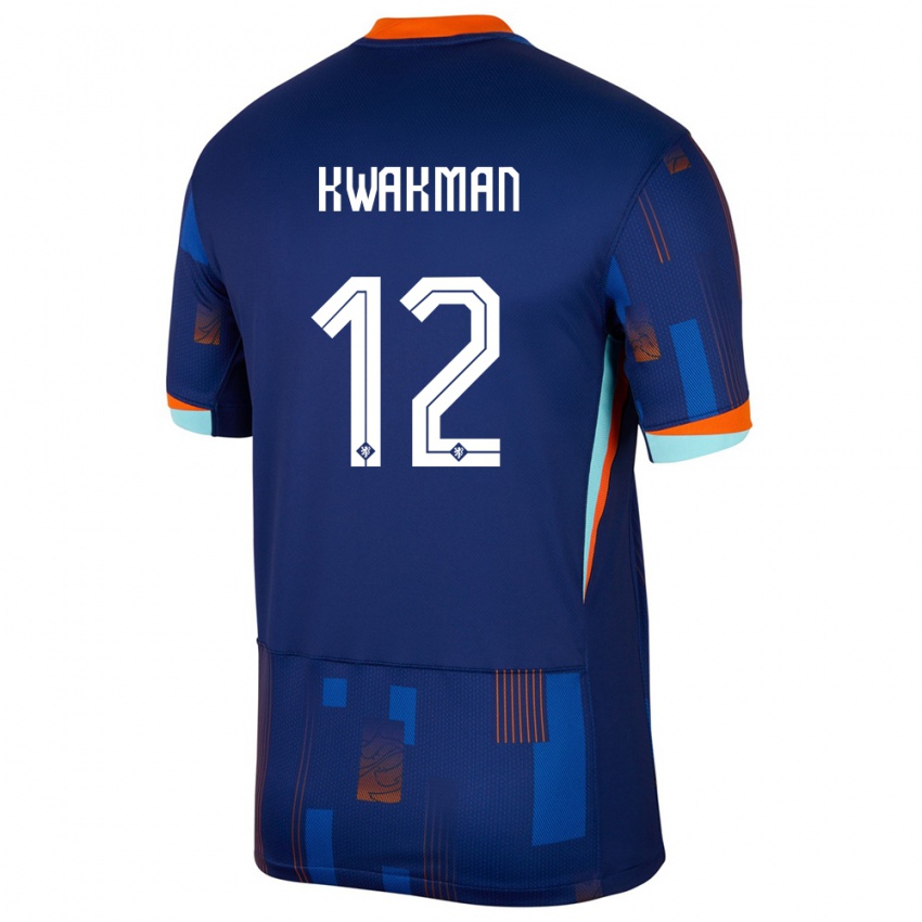 Børn Holland Dave Kwakman #12 Blå Udebane Spillertrøjer 24-26 Trøje T-Shirt