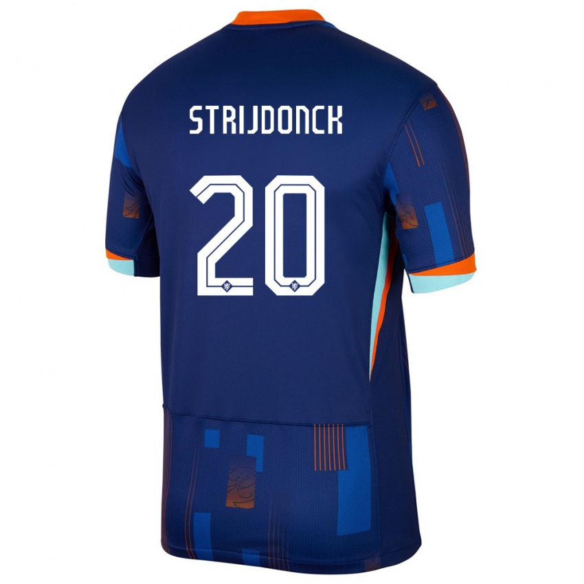 Børn Holland Bayren Strijdonck #20 Blå Udebane Spillertrøjer 24-26 Trøje T-Shirt