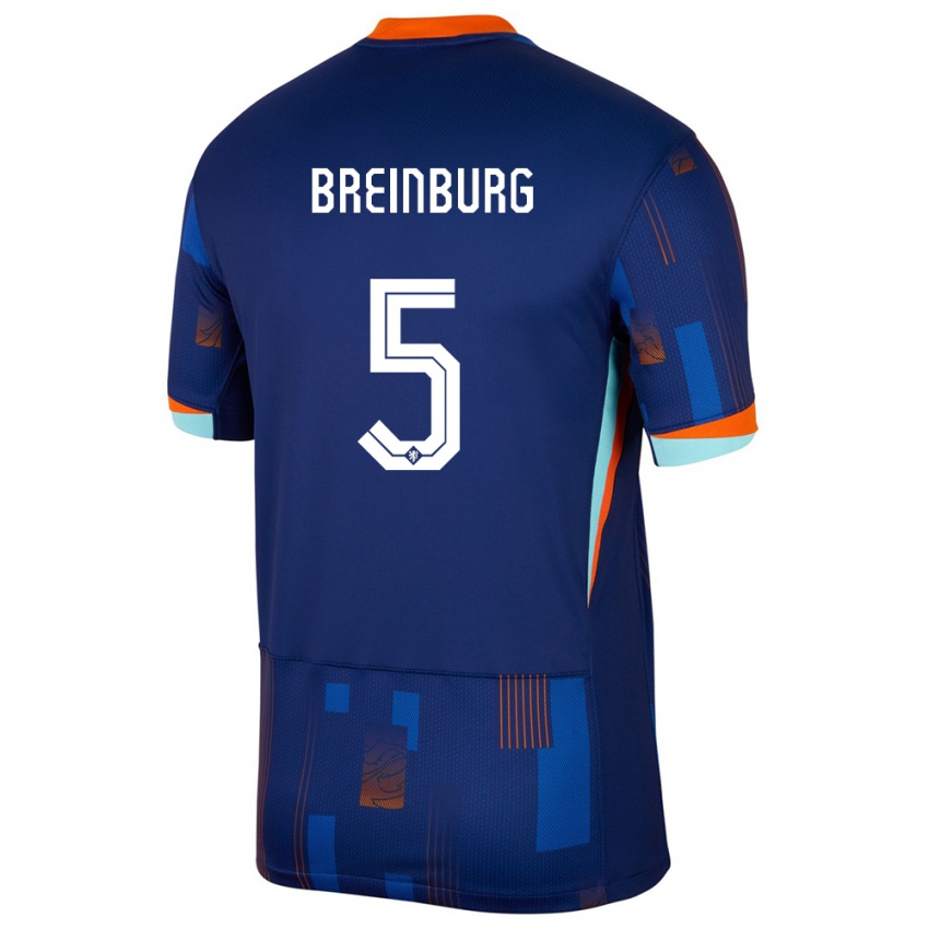 Børn Holland Rainey Breinburg #5 Blå Udebane Spillertrøjer 24-26 Trøje T-Shirt