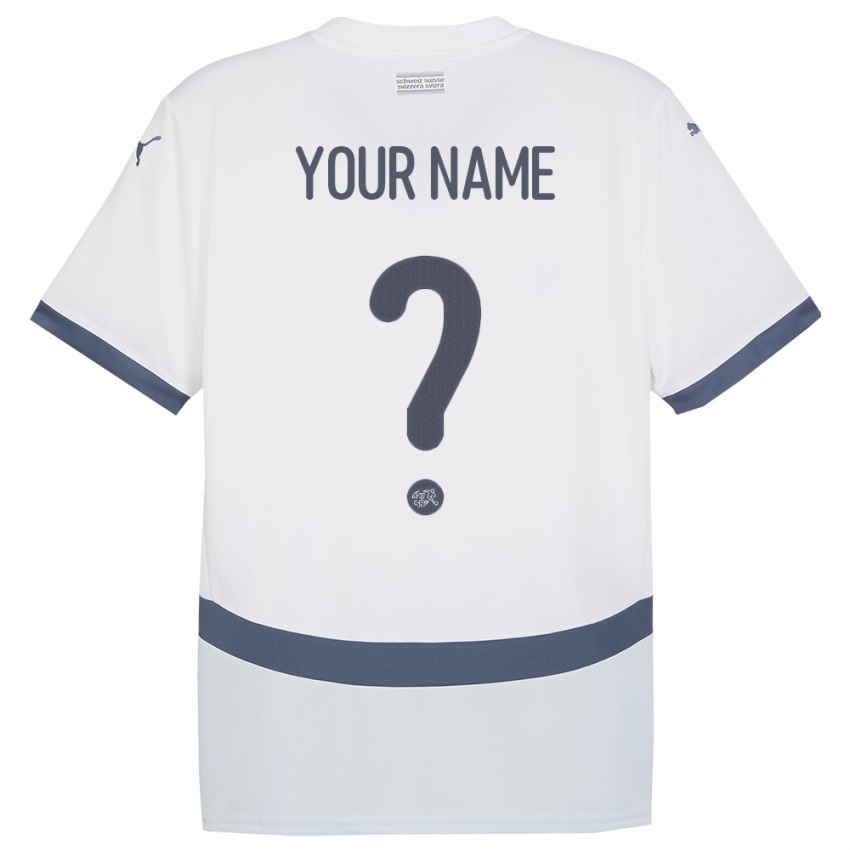Børn Schweiz Dit Navn #0 Hvid Udebane Spillertrøjer 24-26 Trøje T-Shirt